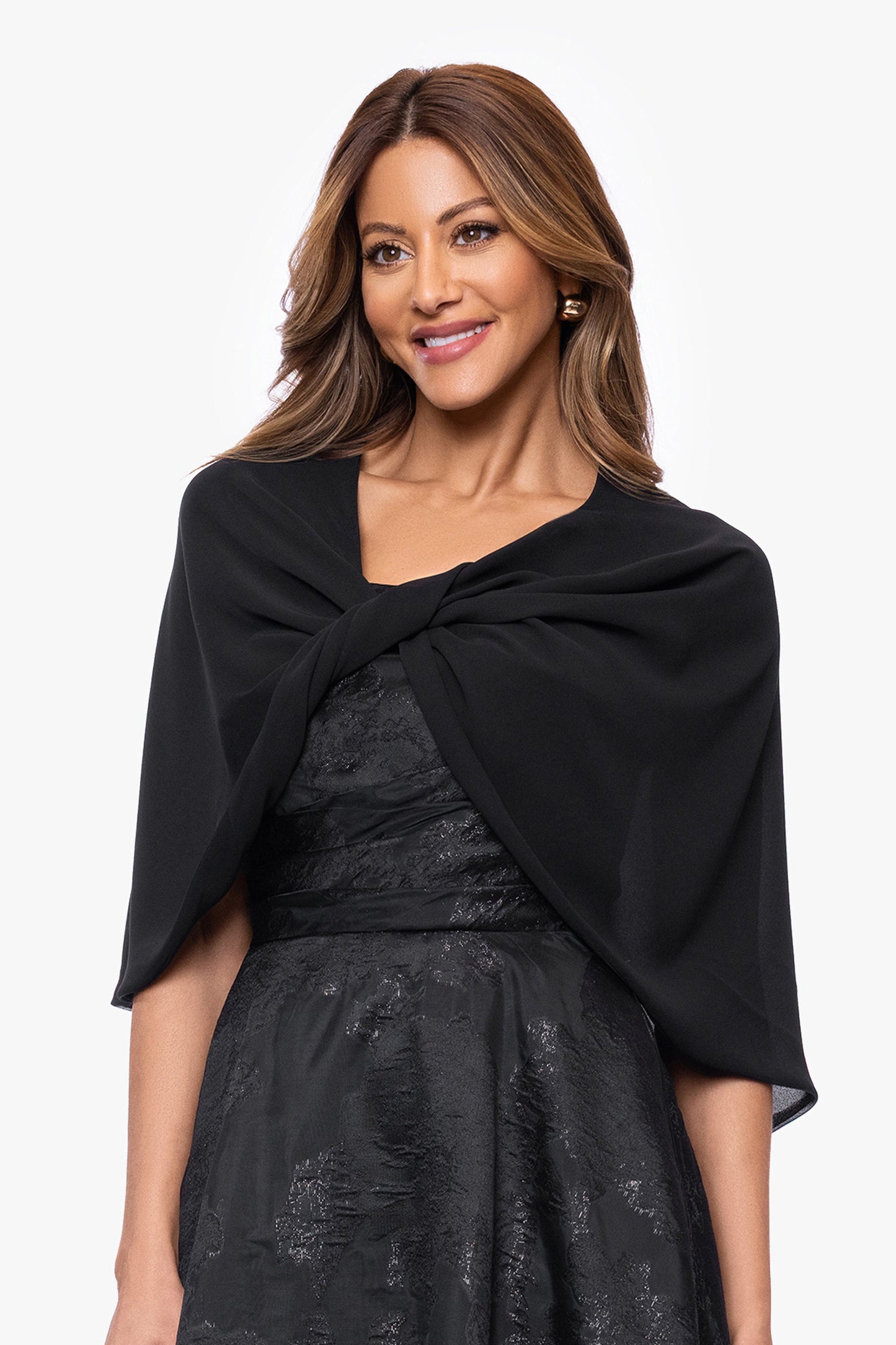 "Nikita" Chiffon Twist Shawl Wrap Black XSCAPE