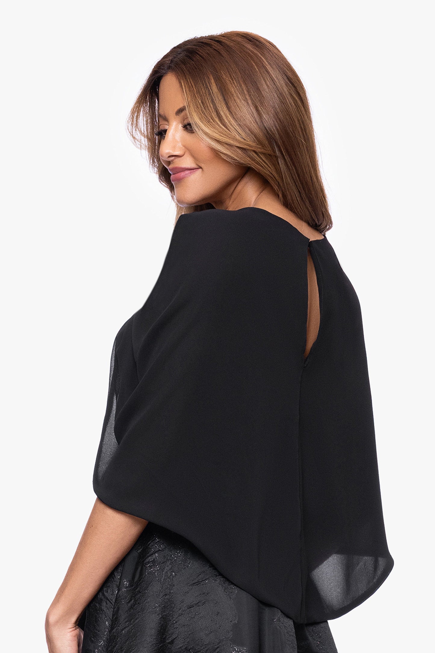 "Nikita" Chiffon Twist Shawl Wrap Black XSCAPE