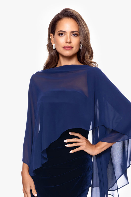 "Bernadette" Chiffon Shawl Wrap Navy XSCAPE