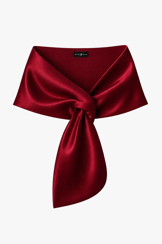 "Trixie" Satin Pull Through Shawl Wrap | Betsy & Adam Burgundy XSCAPE