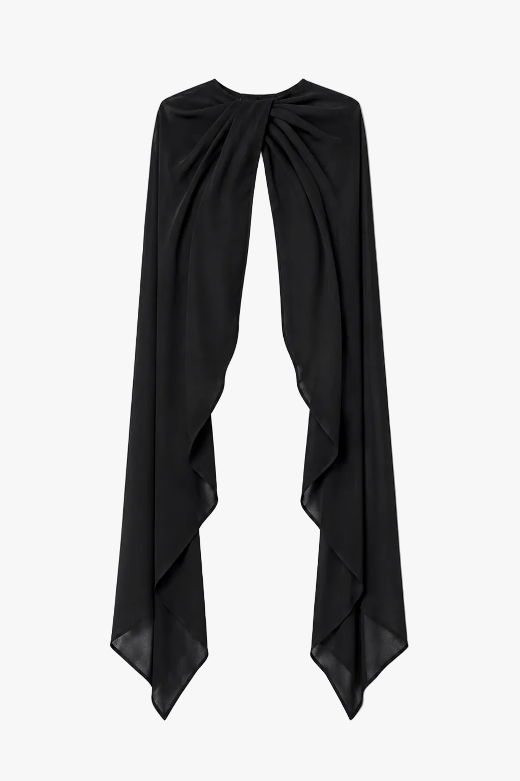 "Rose" Chiffon Twist Knot Long Cape Black XSCAPE