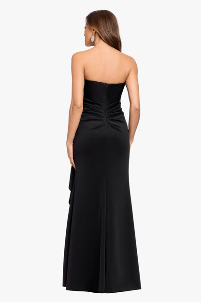 "Brianne" Techno Scuba Side Ruffle Dress Black XSCAPE