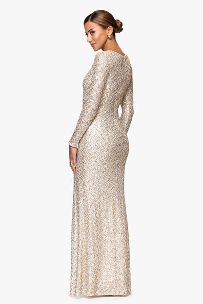 Petite "Adaline" Sequin Slit Dress Gold/Silver XSCAPE