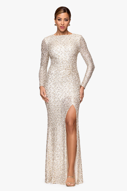 "Adaline" Sequin Slit Dress Gold/Silver XSCAPE