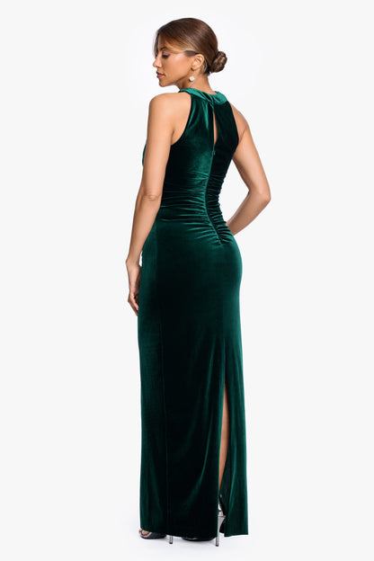 Petite "Milan" Velvet Cross Top Dress Hunter XSCAPE
