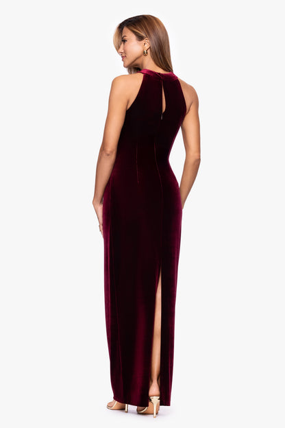 Petite "Milan" Velvet Cross Top Dress Burgundy XSCAPE
