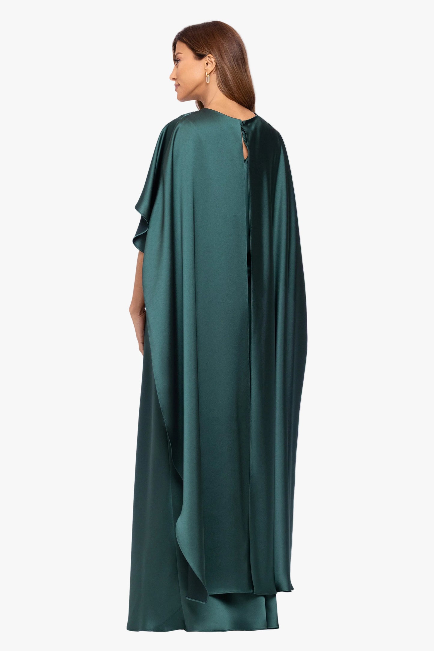 "Tallulah" Satin Overlay Cape Dress Hunter XSCAPE