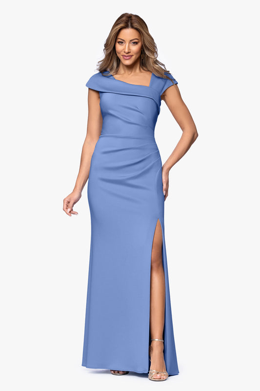 "Lenore" Techno Scuba Asymmetrical Neckline Dress Slate XSCAPE