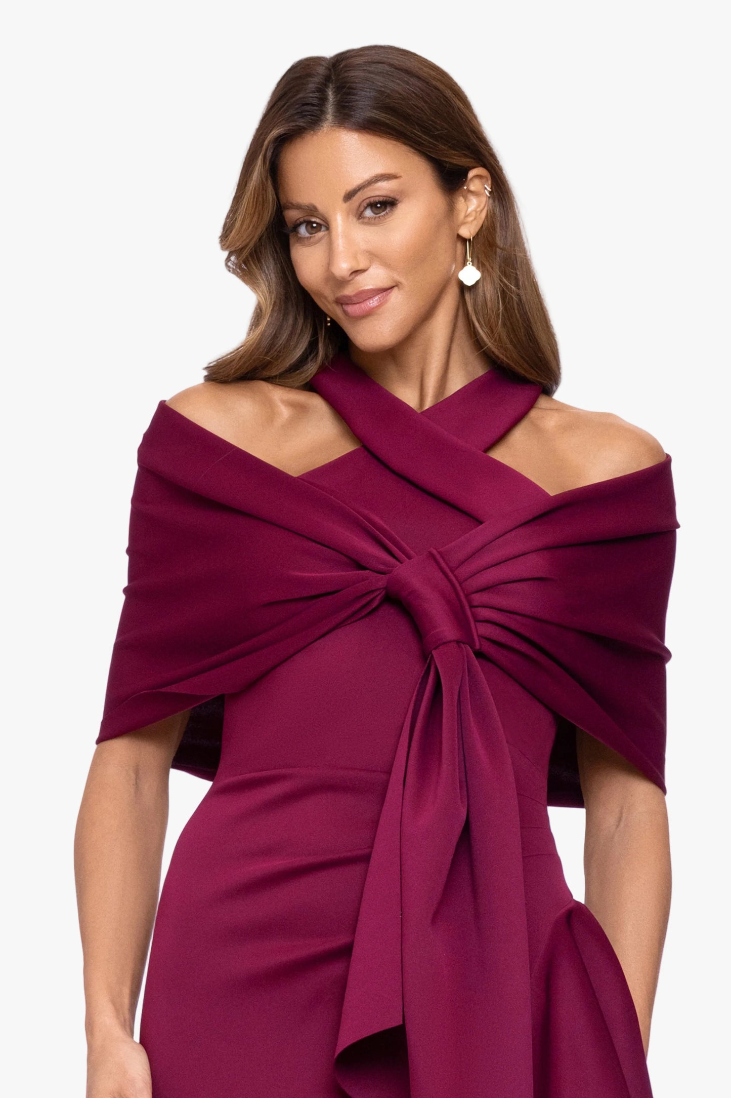 "Carol" Techno Scuba Shawl Wrap Wine XSCAPE
