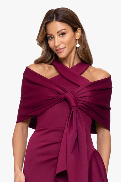 "Carol" Techno Scuba Shawl Wrap Wine XSCAPE