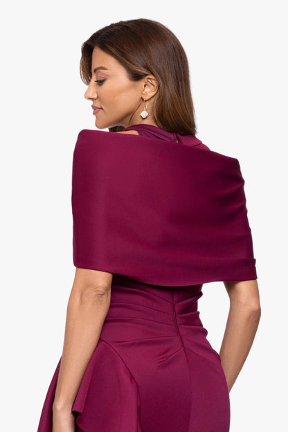 "Carol" Techno Scuba Shawl Wrap Wine XSCAPE