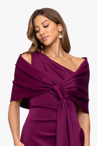 "Carol" Techno Scuba Shawl Wrap Raisin XSCAPE