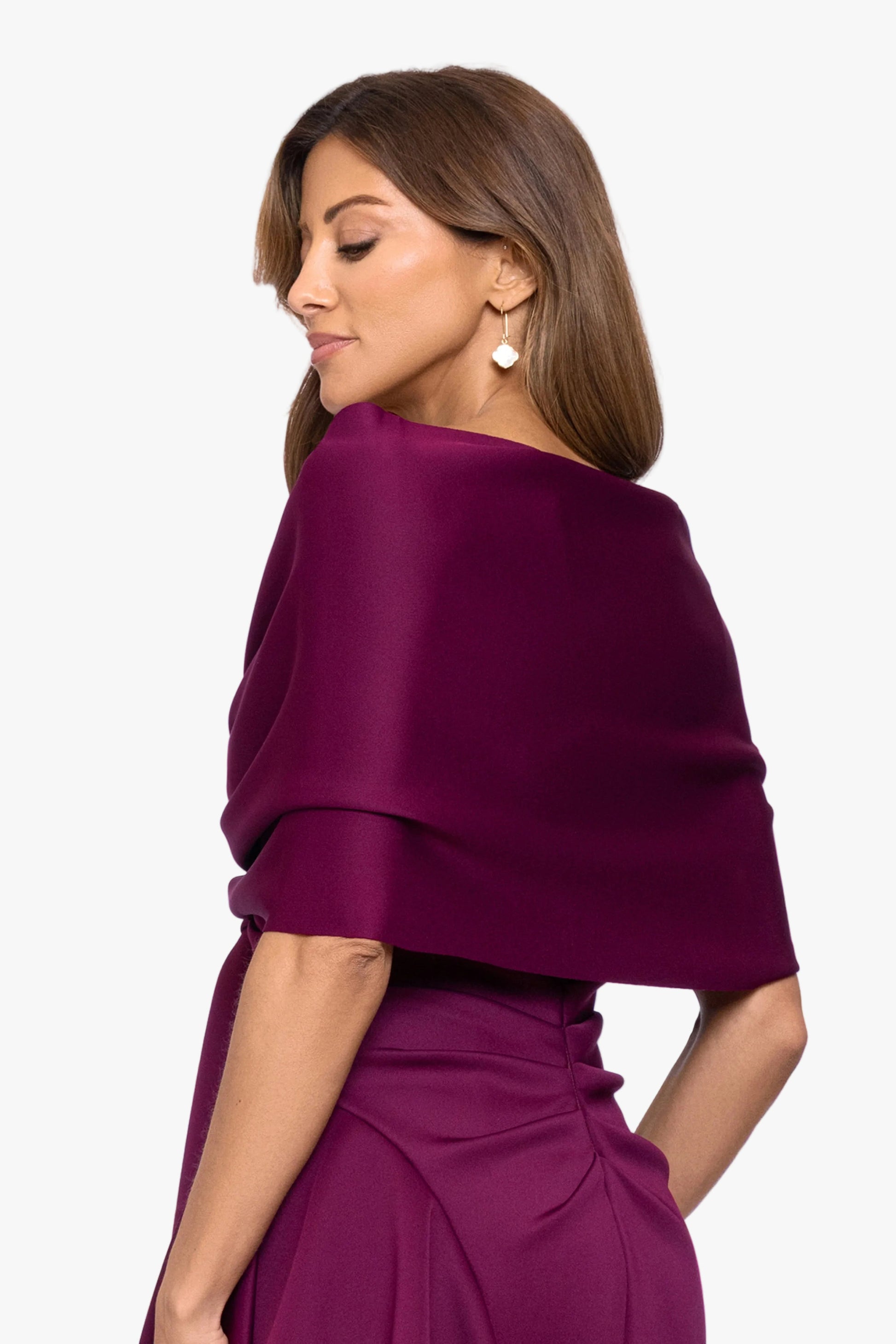 "Carol" Techno Scuba Shawl Wrap Raisin XSCAPE