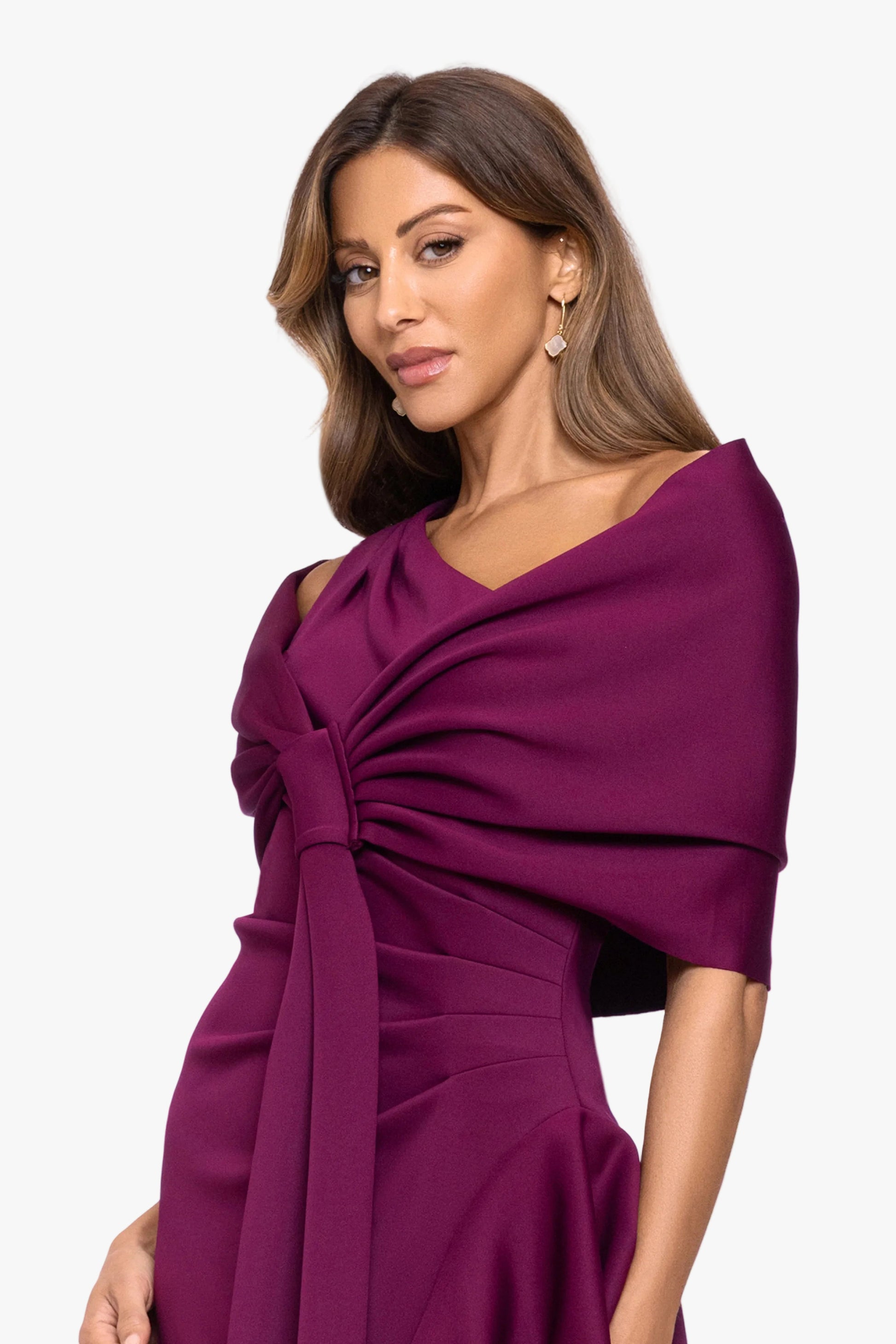 "Carol" Techno Scuba Shawl Wrap Raisin XSCAPE