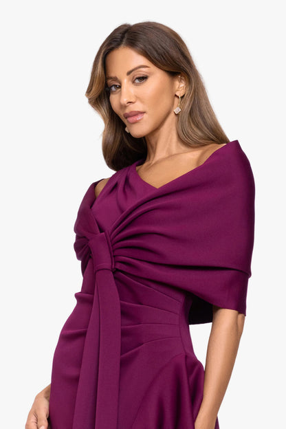 "Carol" Techno Scuba Shawl Wrap Raisin XSCAPE