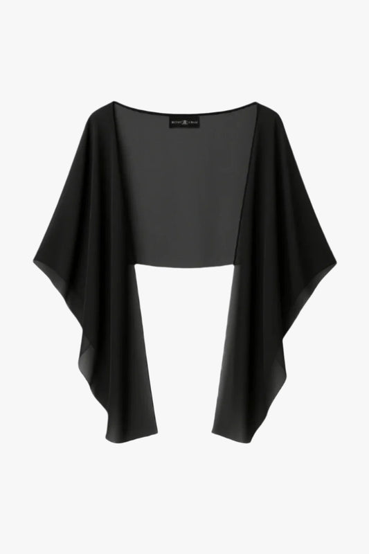 "Bernadette" Chiffon Shawl Wrap Black XSCAPE