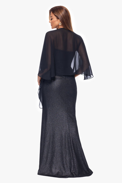 "Bernadette" Chiffon Shawl Wrap Black XSCAPE