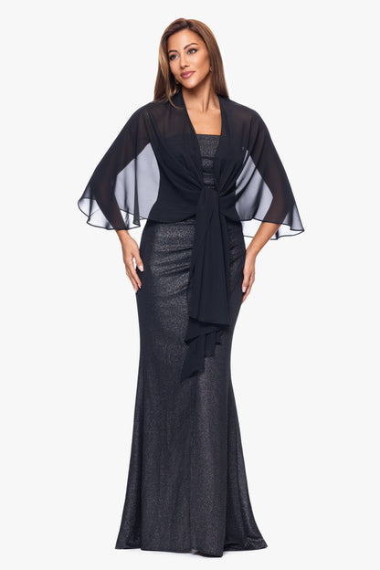 "Bernadette" Chiffon Shawl Wrap Black XSCAPE