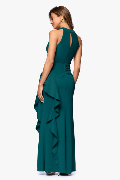 "Gigi" Techno Scuba Cross Neck Dress Hunter XSCAPE