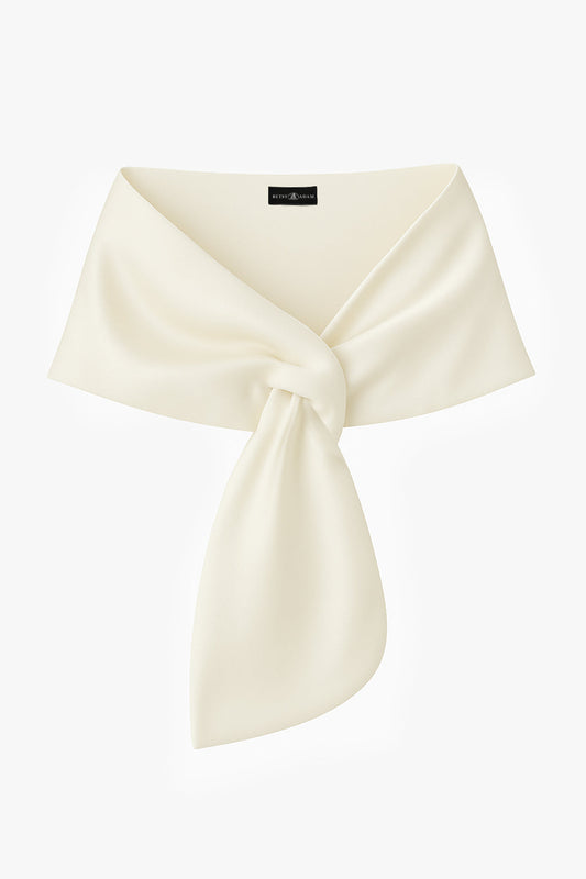 "Trixie" Satin Pull Through Shawl Wrap Ivory XSCAPE