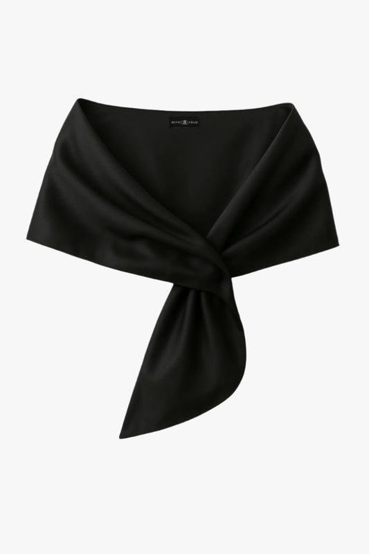 "Trixie" Satin Pull Through Shawl Wrap Black XSCAPE