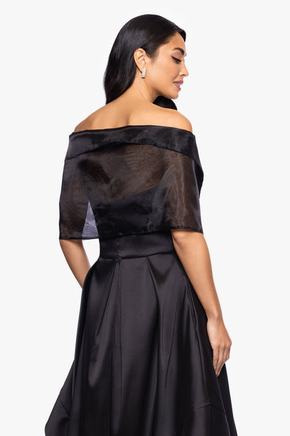 "Joan" Pull Through Organza Shawl Wrap Gunmetal XSCAPE