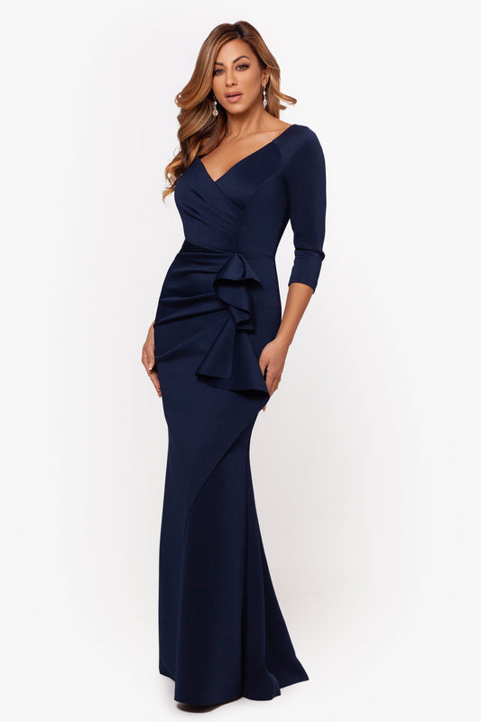 Petite "Lexi" Techno Scuba Long Sleeve Dress Midnight XSCAPE