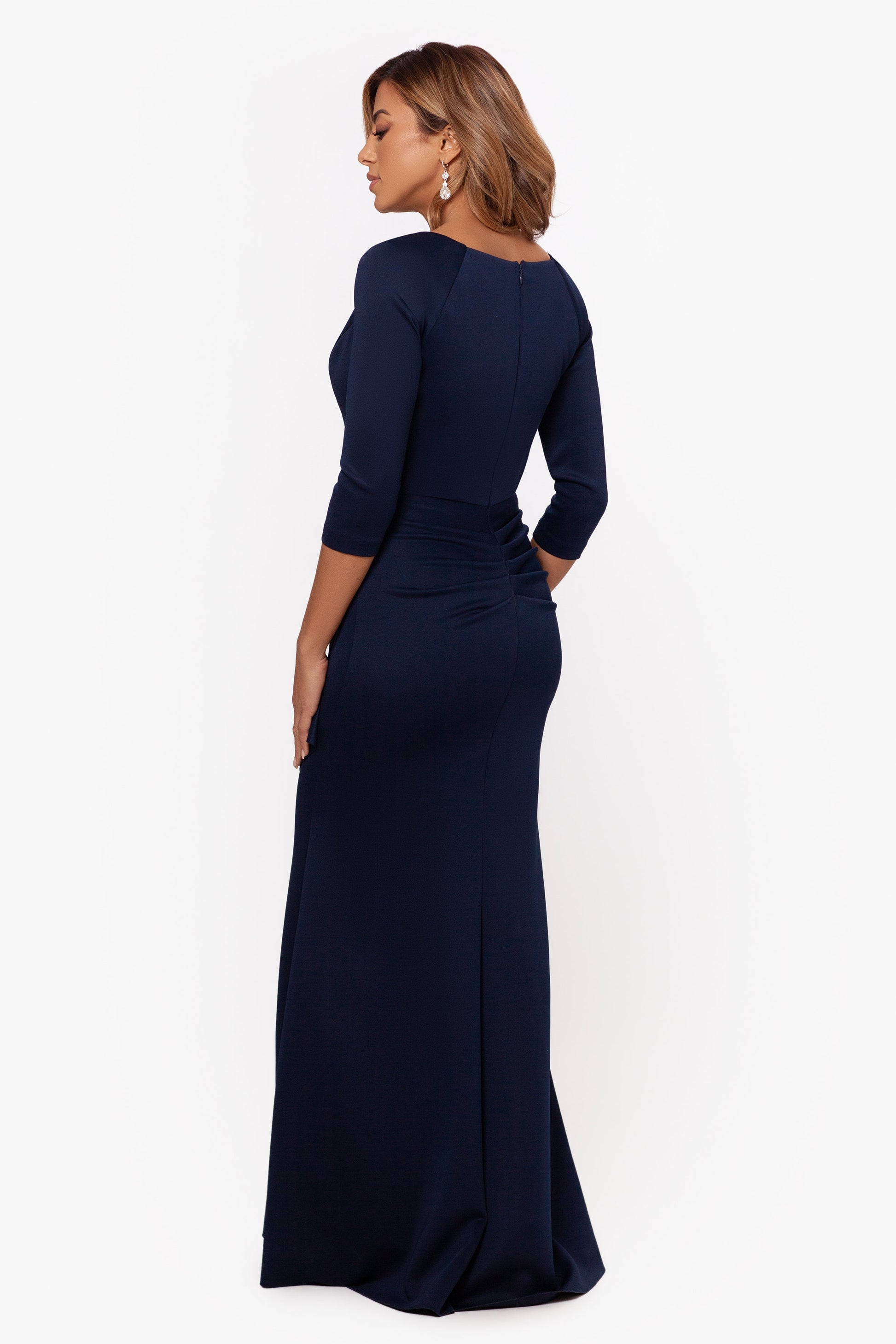 Petite "Lexi" Techno Scuba Long Sleeve Dress Midnight XSCAPE