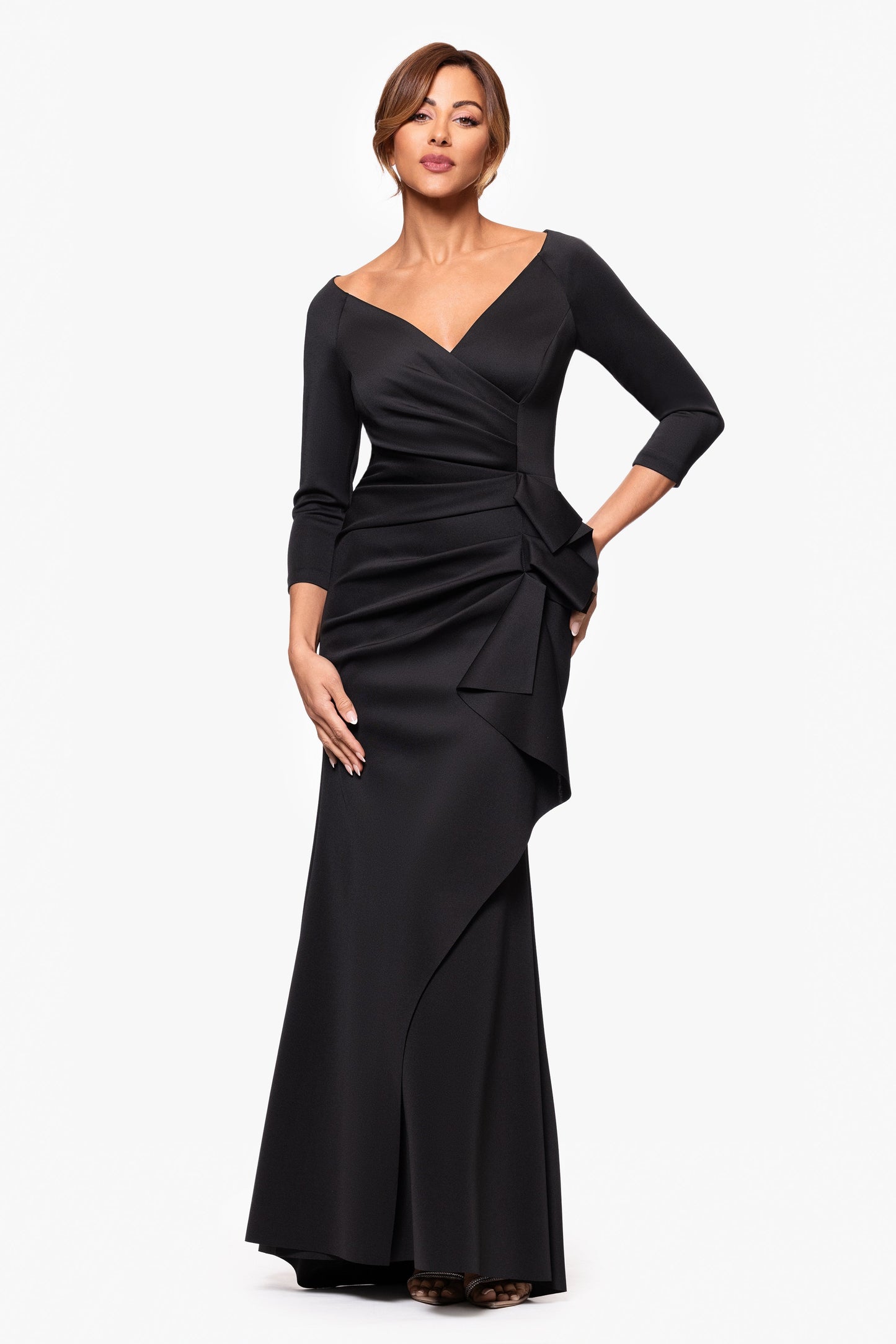 "Lexi" Techno Scuba Long Sleeve Dress Black XSCAPE