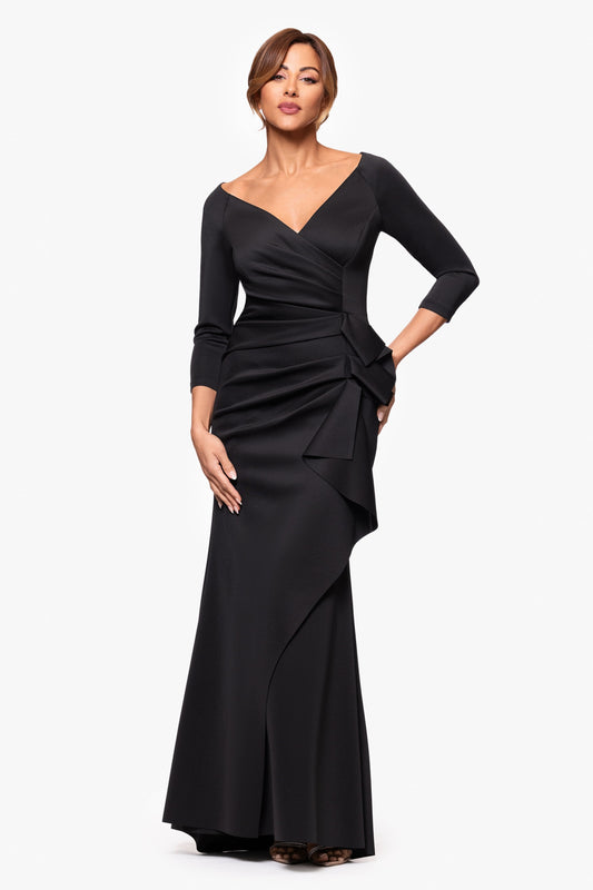 "Lexi" Techno Scuba Long Sleeve Dress Black XSCAPE
