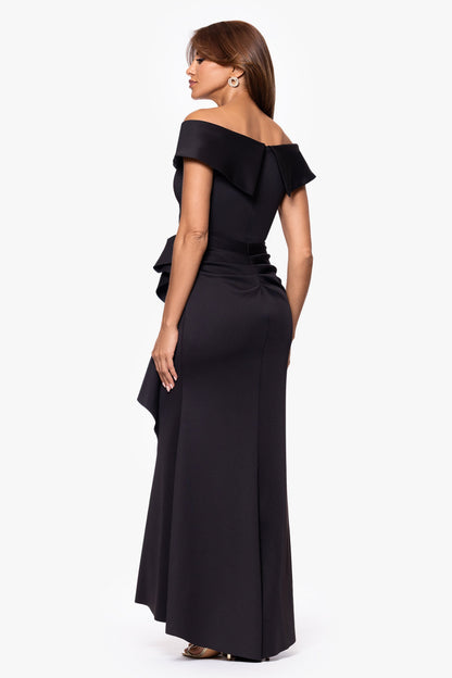 "Patti" Techno Scuba Off The Shoulder Dress Black XSCAPE