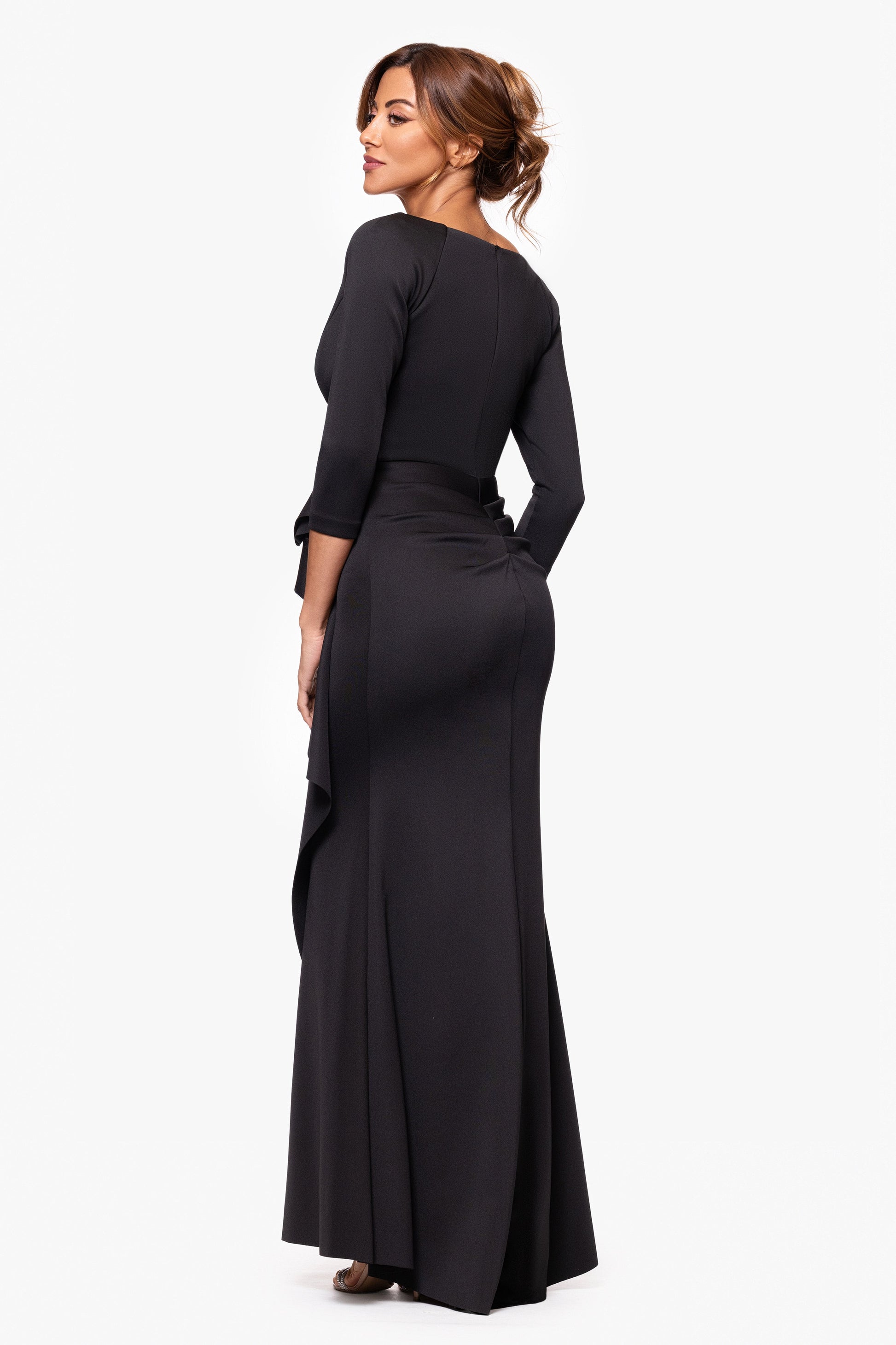 Petite "Lexi" Techno Scuba Long Sleeve Dress Black XSCAPE