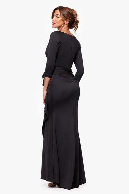 Petite "Lexi" Techno Scuba Long Sleeve Dress Black XSCAPE