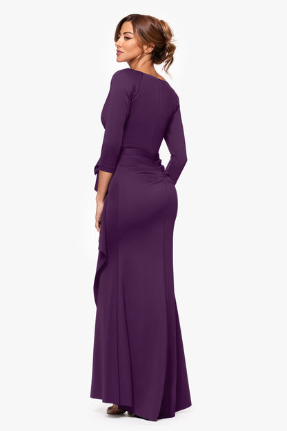 Petite "Lexi" Techno Scuba Long Sleeve Dress Plum XSCAPE