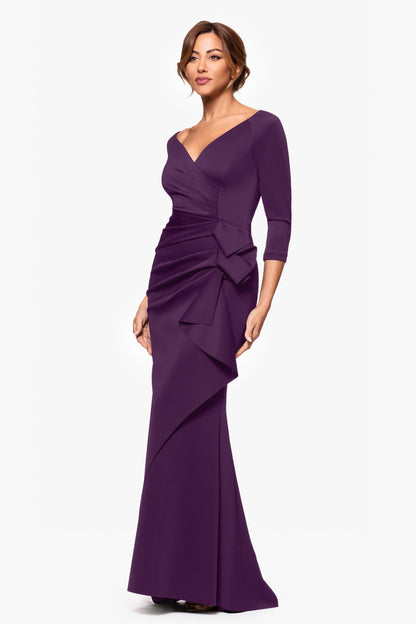 Petite "Lexi" Techno Scuba Long Sleeve Dress Plum XSCAPE