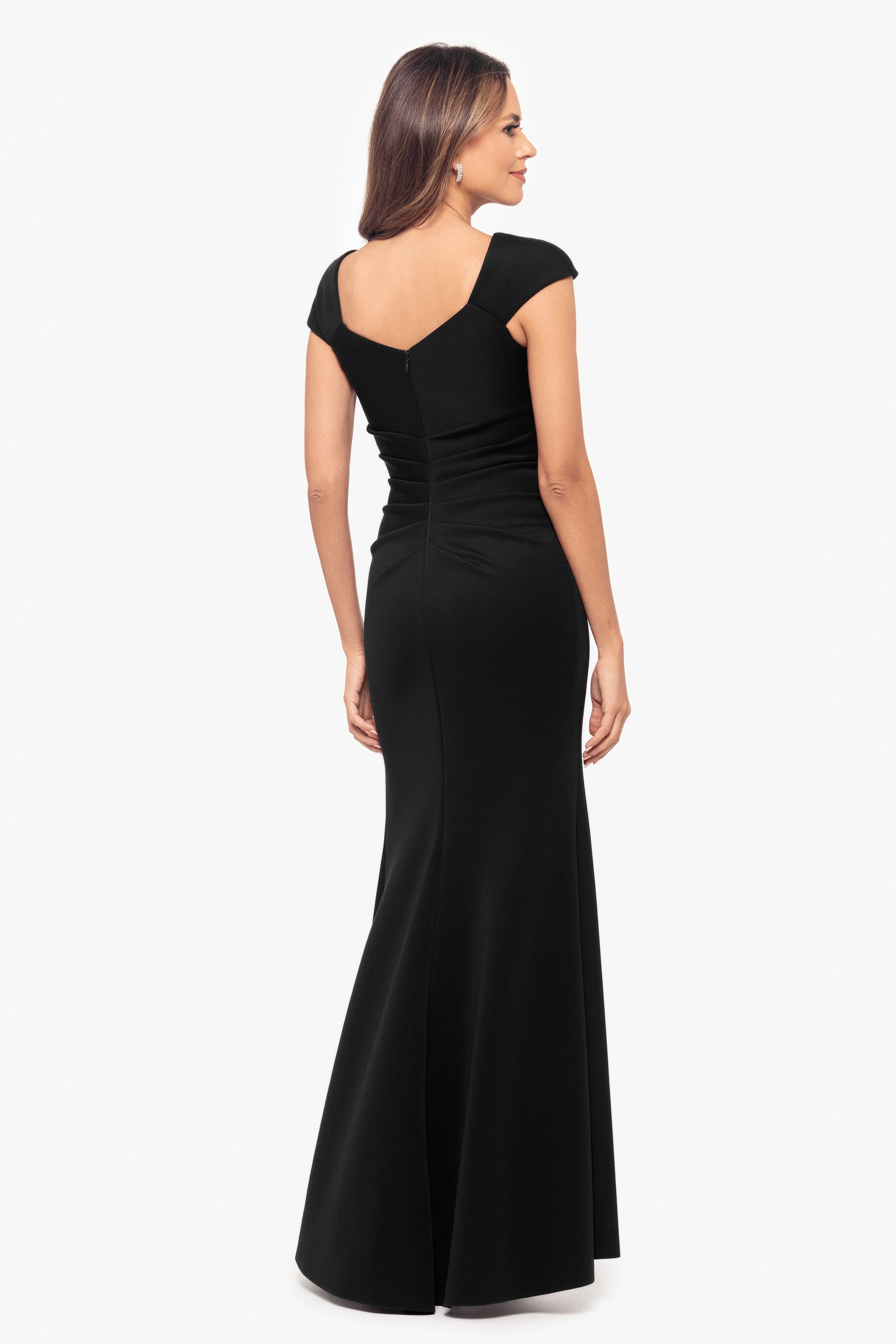 "Lenore" Techno Scuba Asymmetrical Neckline Dress Black XSCAPE