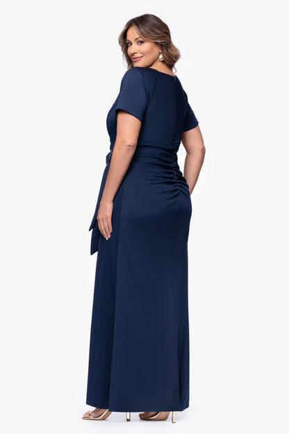 Plus "Jordan" Techno Scuba Short Sleeve Dress Midnight XSCAPE