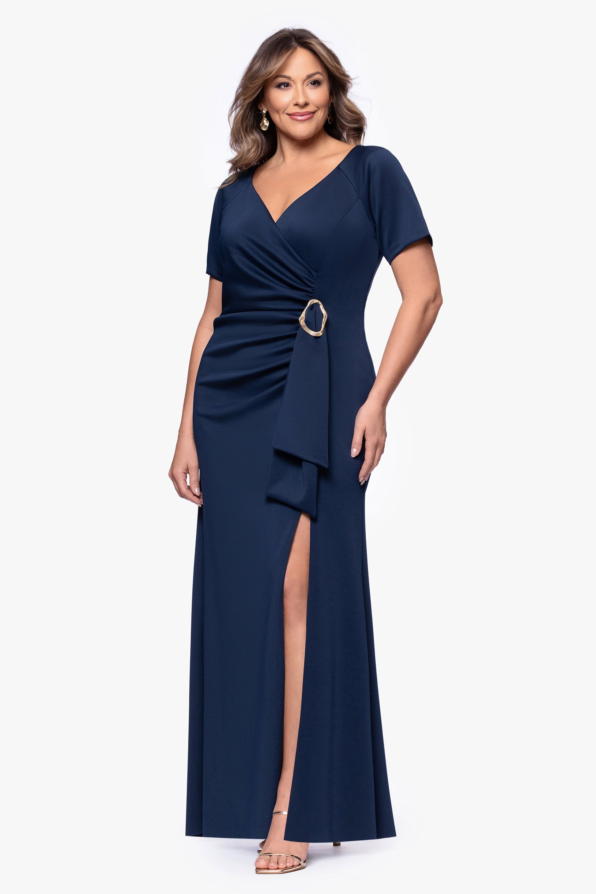 Plus "Jordan" Techno Scuba Short Sleeve Dress Midnight XSCAPE