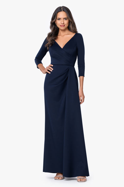 "Mindy" Techno Scuba Long Sleeve Dress Midnight XSCAPE