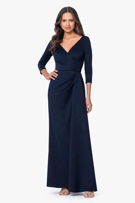 "Mindy" Techno Scuba Long Sleeve Dress Midnight XSCAPE