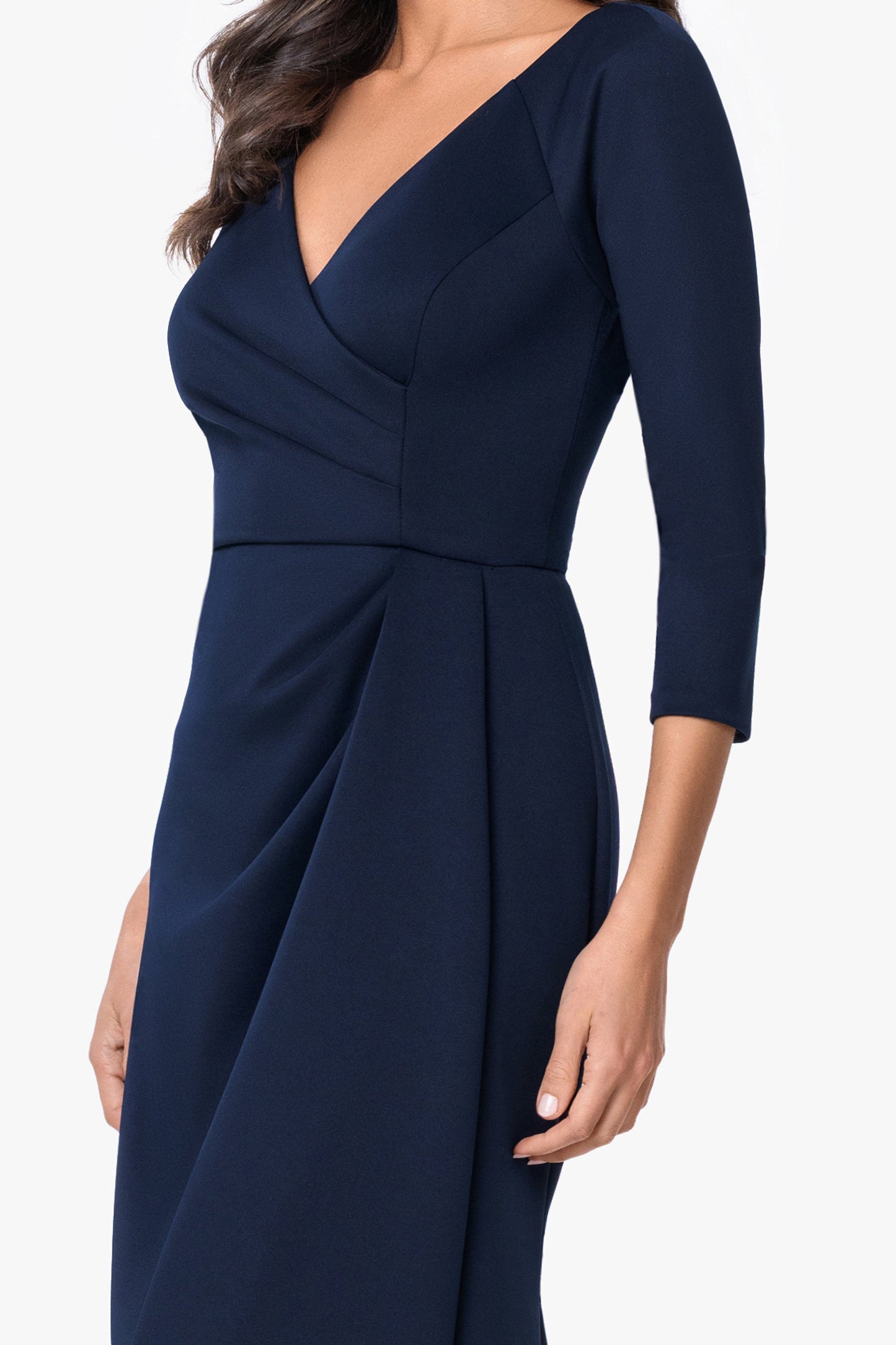 "Mindy" Techno Scuba Long Sleeve Dress Midnight XSCAPE