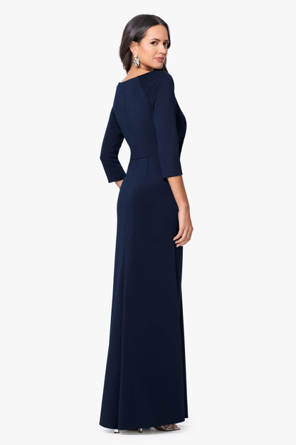 "Mindy" Techno Scuba Long Sleeve Dress Midnight XSCAPE