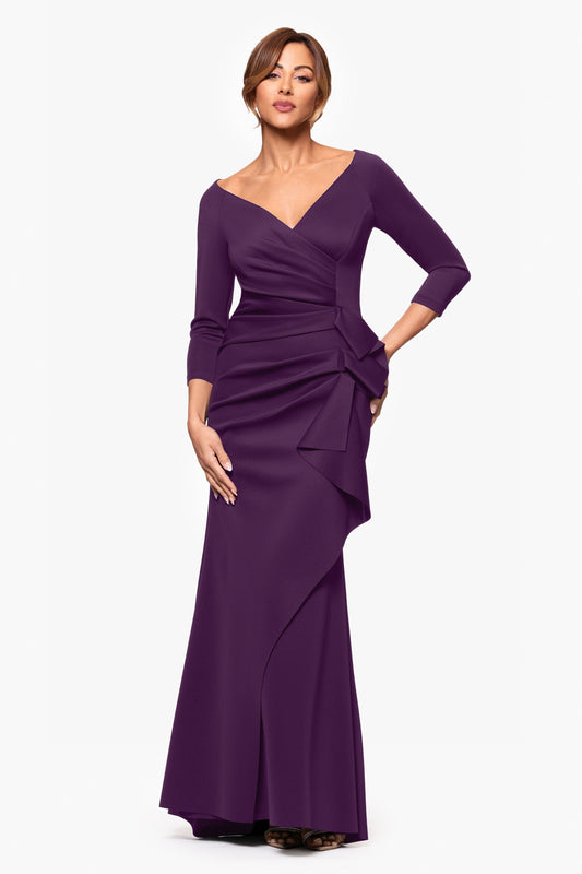 "Lexi" Scuba Crepe Long Sleeve Dress Plum XSCAPE