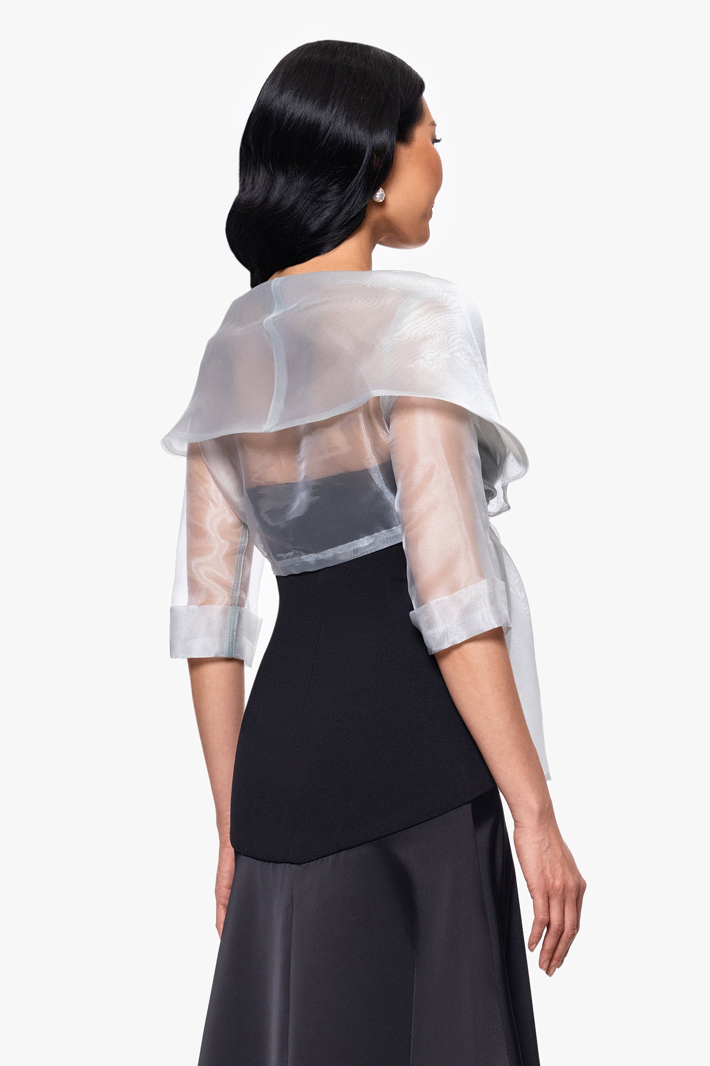 "Agnes" Organza 3/4 Sleeve Shawl Wrap Silver XSCAPE