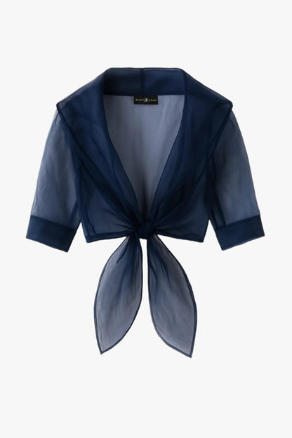 "Agnes" Organza 3/4 Sleeve Shawl Wrap Navy XSCAPE