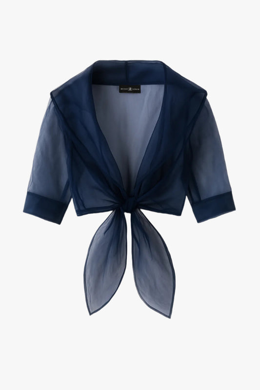 "Agnes" Organza 3/4 Sleeve Shawl Wrap Navy XSCAPE