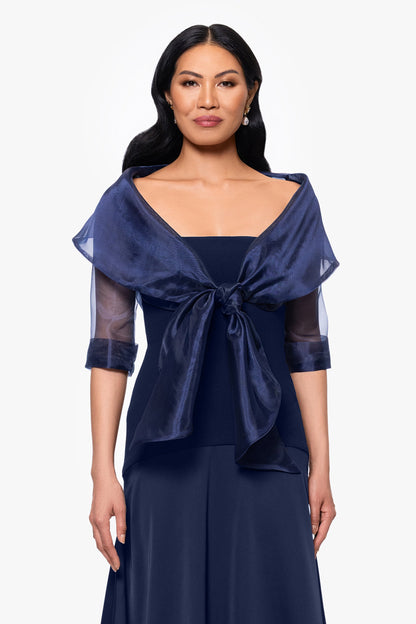 "Agnes" Organza 3/4 Sleeve Shawl Wrap Navy XSCAPE