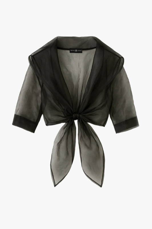 "Agnes" Organza 3/4 Sleeve Shawl Wrap Black XSCAPE