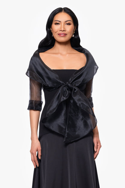 "Agnes" Organza 3/4 Sleeve Shawl Wrap Black XSCAPE