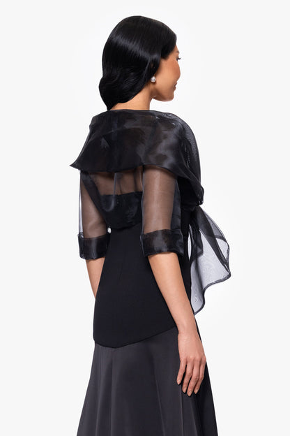 "Agnes" Organza 3/4 Sleeve Shawl Wrap Black XSCAPE